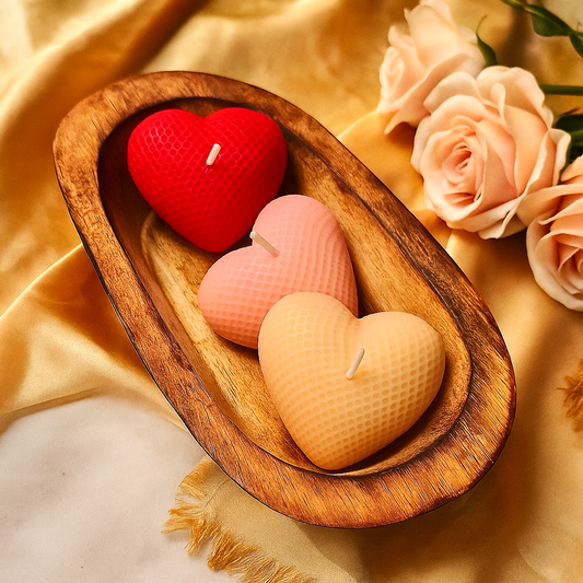 Knitted Heart Candle